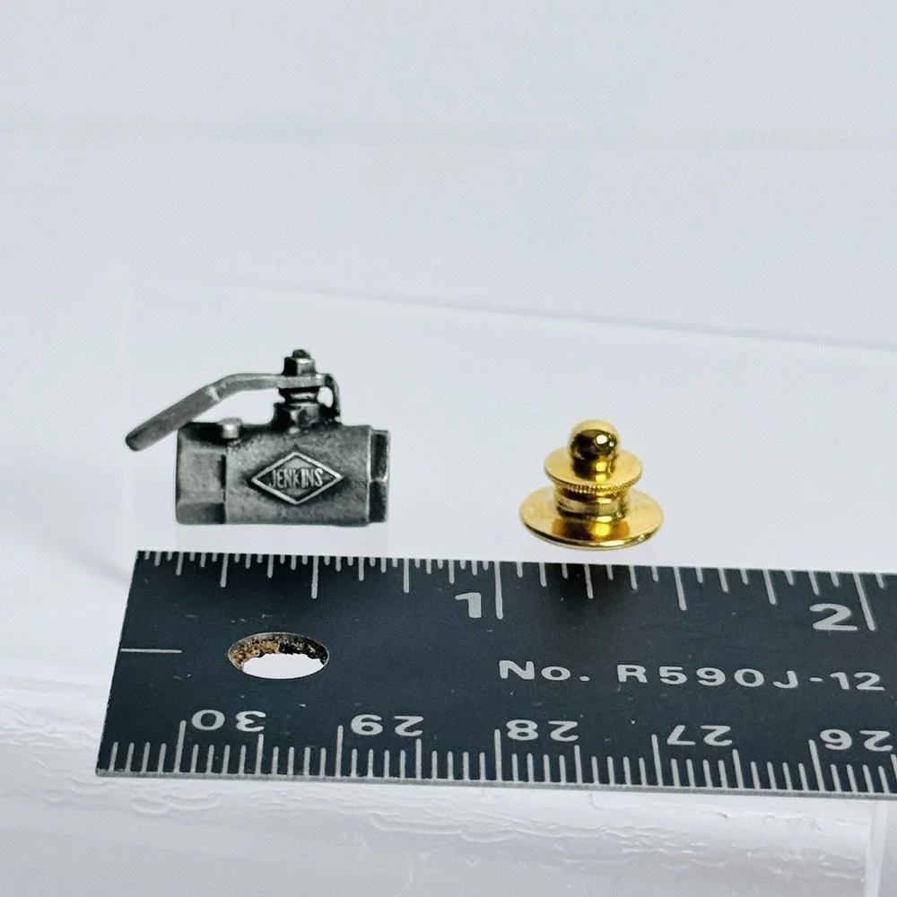 Jenkins Metal‎ Valve Tie Tack Lapel Pin Silver Tone EUC